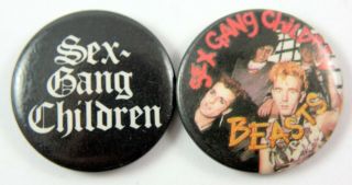 Sex Gang Children Button Badges 2 X Vintage Pin Badges Punk
