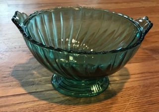 Jeannette Depression Glass Ultra Marine Swirl Footed Bottom Candy Bowl