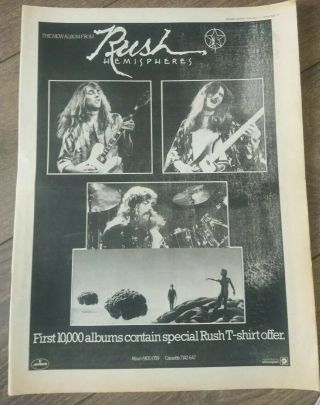 RUSH Hemispheres Vintage Press Poster Advert 1978 NEC PHOTO SPECIAL Tama 5