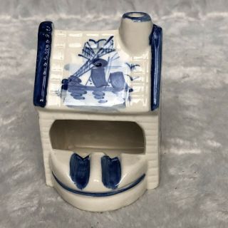 Delft Blue Holland Canal House Ashtray Incense Burner Hand Painted