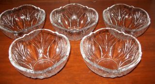 Set Of 5 Soga Clear Glass Bowl/dessert/sherbet/fruit/pudding 4.  5 " Wide X 2.  5 " High