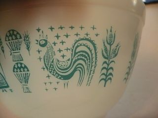 Vintage PYREX Butter print 401 Mixing Bowl TURQUOISE on WHITE 1.  5 Pt. 3