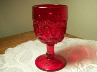 Vintage Ruby Red Moon & Stars Le Smith Goblet Wine Glass