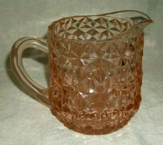 Holiday Buttons And Bows Pink Depression Glass Milk Pitcher Jeannette