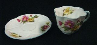 SCARCE Vintage Shelley “Begonia” Bone China Porcelain Cup & Saucer, 5