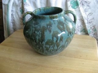 Rare Arts & Crafts Zanesville?? Ohio Double Handle Vulcan Glaze Vase B 17