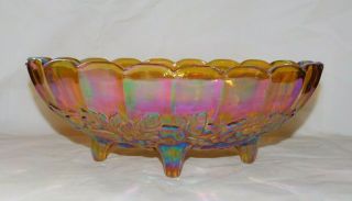 Vtg Indiana Glass Amber Garland Carnival Large Oval Fruit Bowl Centerpiece