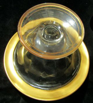 Depression Glass Compote Pedestal Dish - Gold Trim - Acid Etched Basket Pattern 5