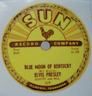 Sun Records Elvis Presley Blue Moon Of Kentucky Vinyl Sticker 85mm Quality
