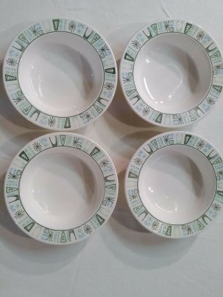 4 Vtg Taylorstone Cathay Taylor Smith Mcm Atomic Soup Cereal Bowls 7 3/4 "