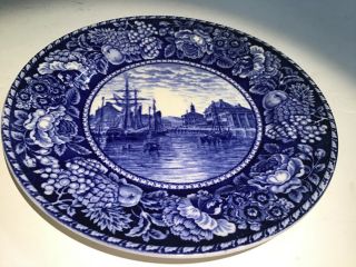 Staffordshire British Anchor Flow Blue Faneuil Hall From The Harbor 10” Plate