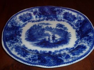 Vintage Flow Blue Dish Middleport Pottery Eng.  Nonpareil Burgess