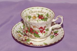 Royal Albert Teacup & Saucer December Flower Of The Month Series Christmas Rose