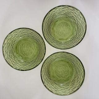 Set Of 3 Vintage Anchor Hocking Soreno Avocado Green Cereal Bowls