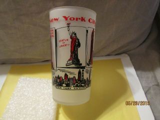 Vintage York City Souvenir Frosted Water Glass By Hazel - Atlas