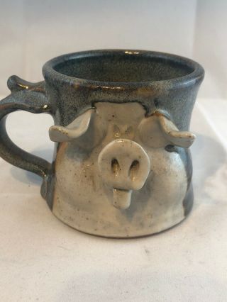 Stoneware Pottery 3 - D Pig Face Coffee Mug