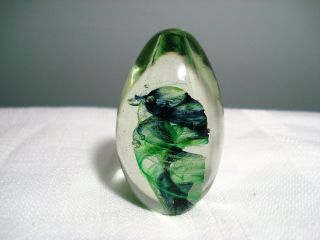 Vintage Art Glass Swirl Egg Shape Paperweight