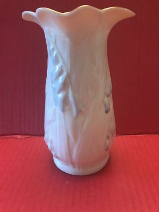 Vintage Belleek 6” Blue Bell Flower Vase Brown Mark