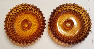 Vintage Amber Orange Indiana Glass Candle Holders Good Cond,  A Few Small Chips