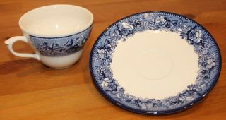 Wedgwood HIGHGROVE China Cup & Saucer Exclusive for Williams - Sonoma Blue Trim 3