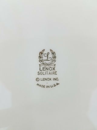 3 Lenox Solitaire ivory 8.  25 inch plates,  platinum trim 3