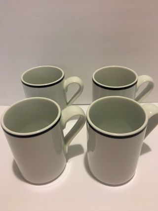 SET OF 4 DANSK BISTRO COFFEE MUGS Cups CHRISTIANHAVN White/Blue Rim 2