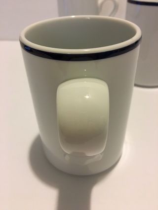 SET OF 4 DANSK BISTRO COFFEE MUGS Cups CHRISTIANHAVN White/Blue Rim 5