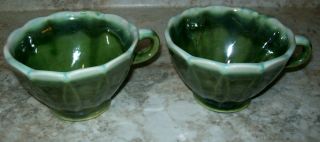 Set Of 2 Vintage Mccoy Pottery Green Drip Glaze Coffee Mugs Cups 9272 Usa