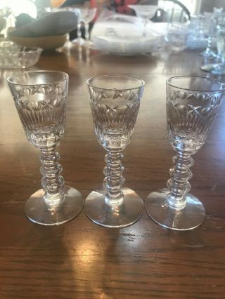 Tiffin Pembrooke Crystal Cordials.  Set Of 3.  4 1/8 Inches Tall