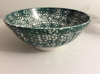 Green Spongeware / Spatterware 10.  5 Wide X 4.  5 Inch High Bowl Made In Italy Roma