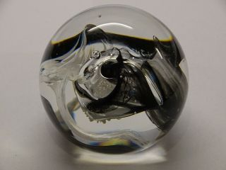 Caithness Glass Moon Crystal Paperweight - Black/white