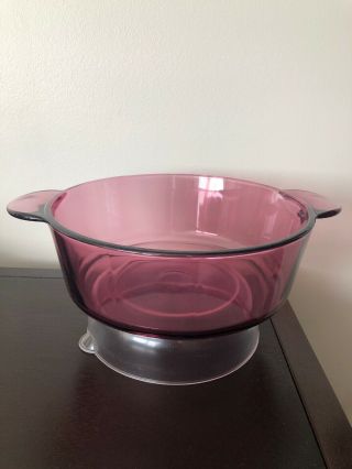 Corning Visions 3 Quart Cranberry 10 Inch Pot Pan 1138 Corning Ware Glass
