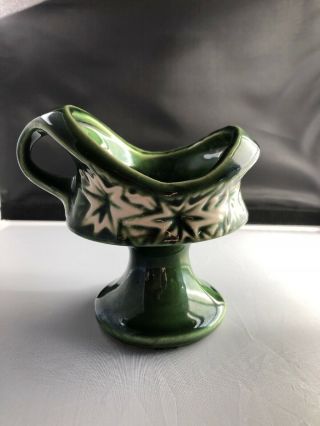Vintage Mcp 20 Usa 1968 Footed Green Vase,  Candle Holder,  Planter Ceramic 4 3/4 "