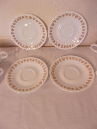 Vintage Corelle BUTTERFLY GOLD Set of 4 Coffee Tea Cups Mugs & Saucers 4