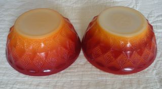 Fire King Anchor Hocking Set Of 2 Kimberly Diamond Soup Cereal Bowls Red Orange