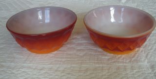 Fire King Anchor Hocking Set of 2 Kimberly Diamond Soup Cereal Bowls Red Orange 2