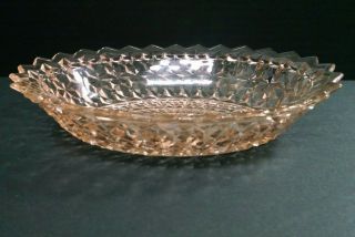 Vintage Pink Depression Glass Oval Bowl/dish,  Diamond Cut,  9 - 1/2 " X 7 - 1/2 "