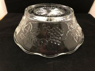 Anchor Hocking Glass Clear Grape Punch Bowl Base Stand Access.  Jeanette Federal