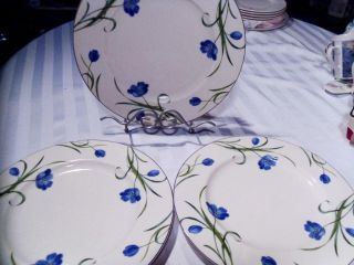 Mikasa Garden Poetry 3 Pc Dinner Plates Y4005 Blue Flowers