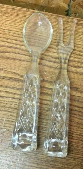 Vintage Fostoria American Clear,  Salad Fork And Spoon Set