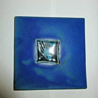 Michael Cohen Art Tile Shooting Star Blue Hot Plate Trivet 2001 5.  75 " X 5.  75 "