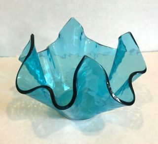 Chance Brothers Handkerchief Glass Vase Flemish Aquamarine 1960 