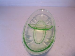 Vintage Depression Glass Divided Candy Dish Vaseline Glass 9 