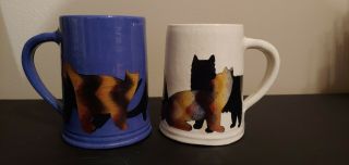 Handmade Pottery Cat Mugs Set Of 2