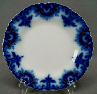 Grindley Clifton Pattern Flow Blue Semi Porcelain Dinner Plate C.  1891 - 1914