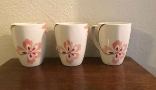 Corelle Pretty Pink Coordinates Dishes Squared Big Porcelain Cups Mugs Set Of 3 3