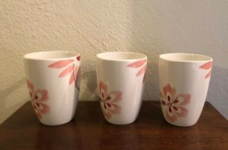 Corelle Pretty Pink Coordinates Dishes Squared Big Porcelain Cups Mugs Set Of 3 5