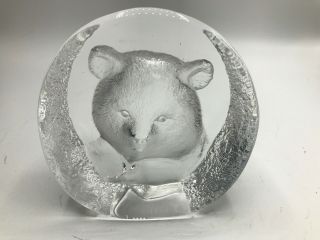Mats Jonasson Bear Paperweight Etched In Full Lead Crystal Signed Sweden 0032