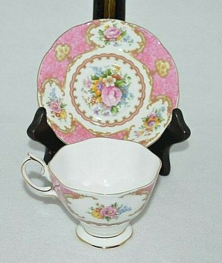 Vintage Royal Albert Lady Carlyle Pink Bone China Cup And Saucer Flower 