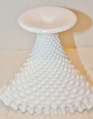 VTG Large Fenton White Milk Glass Hobnail Fan Vase - 8 